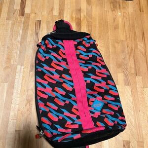 Chaco Black and Pink Geometric Sling Backpack